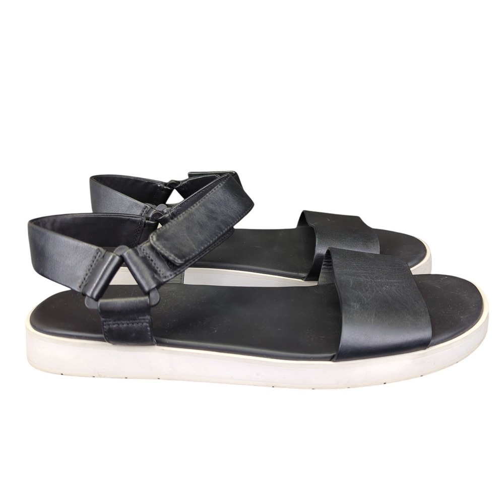 Vince Blyton Black Leather Platform Sport Sandals Womens 10M 40 Hook Loop Strap‎